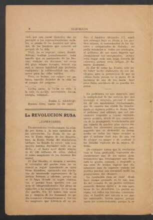 La Revolución rusa : Comentarios