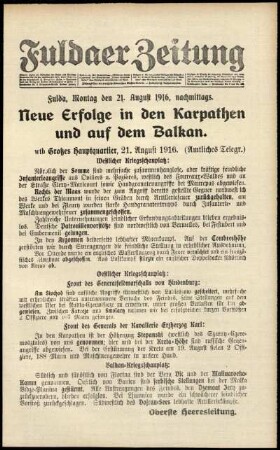 Ausgabe vom Montag, den 21. August 1916.