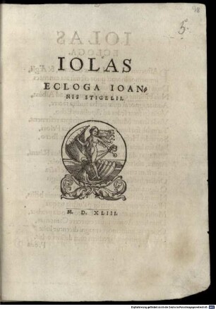 Iolas : Ecloga Ioannis Stigelii