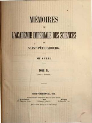 Mémoires de l'Académie Impériale des Sciences de St. Pétersbourg, 7. Ser., 4. 1862