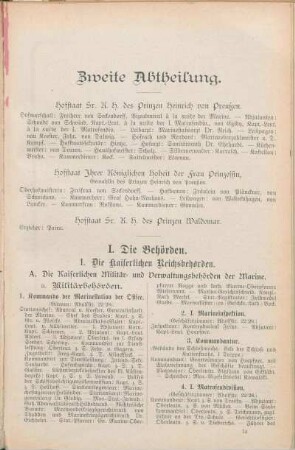 1. Die kaiserlichen Reichsbehörden.