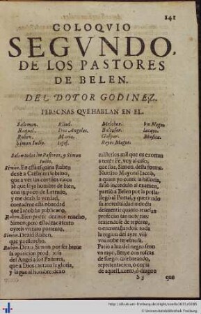 Coloquio segundo, de los Pastores de Belen.
