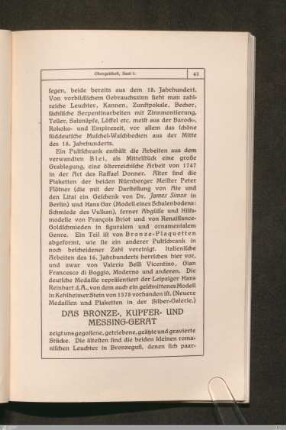 Das Bronze-, Kupfer- und Messinggerät