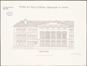 Kaiser-Wilhelm-Gymnasium, Aachen: Aufriss Rückansicht 1:100