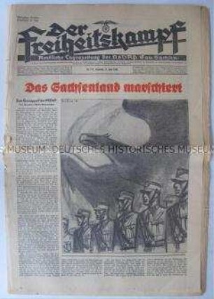 Tageszeitung der NSDAP für den Gau Sachsen "Der Freiheitskampf" zum Gautreffen der NSDAP 1936