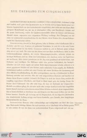 XIII. Übergang zum Cinquecento
