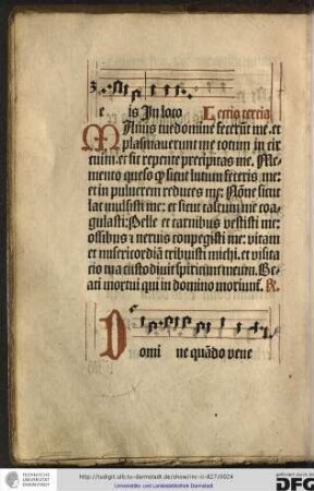 Lectio tertia: Manus tue domine fecerunt me et plasmaverunt me totum in circuitu...