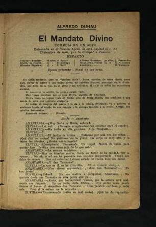 El mandato divino : comedia en un acto