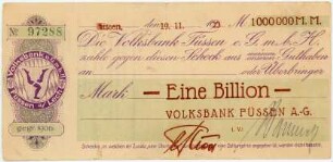 Geldschein / Notgeld, 1 Billion Mark, 19.11.1923