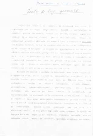 Lectii de lingvistica generala : Vorworte