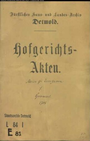 Ermgassen, Meier zu gegen Johann Kord Griemert - Eigentum eines Kottens