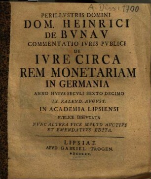 Commentatio iuris publici de iure circa rem monetariam in Germania
