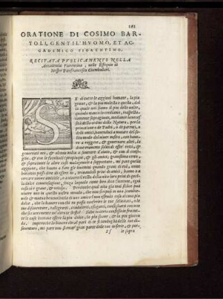 Oratione di cosimo bartoli, Gentil'Hvomo, et Academico Fiorentino