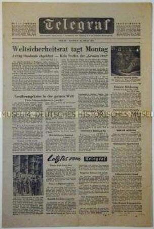 Erste Nummer der (West)-Berliner Tageszeitung "Telegraf"