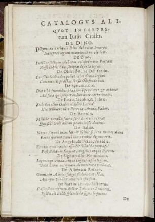 Catalogus Aliquot Interpretum Iuris Civiis.