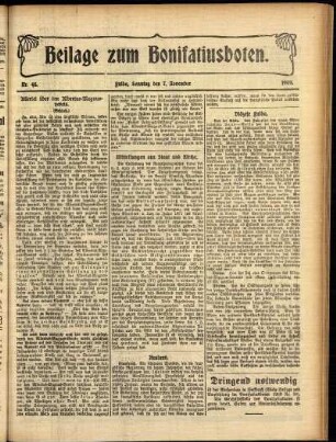 Zweite Ausgabe vom Sonntag, den 07. November 1909.