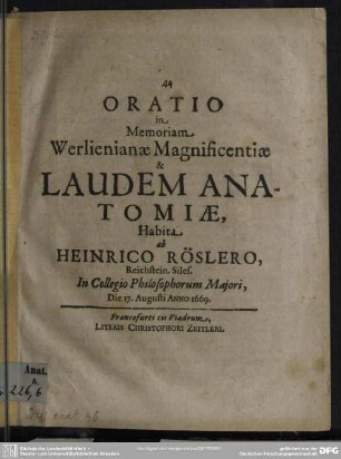 Oratio in laudem anatomiae habita