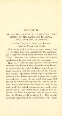 Chapter IV. Beligatti's journey to Lhasa ...