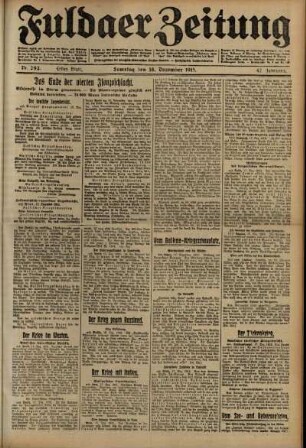 Erste Ausgabe vom Samstag, den 18. Dezember 1915.