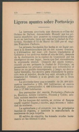 Ligeros apuntes sobre Portoviejo