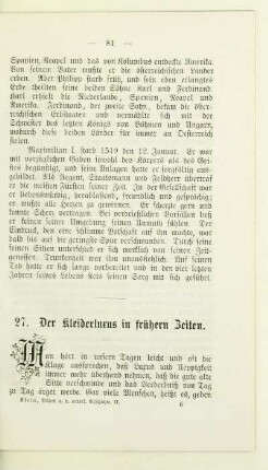 27. Der Kleiderluxus in frühern Zeiten
