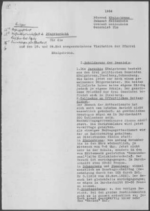 Königsbronn mit Itzelberg und Ochsenberg: Pfarrbericht 1936