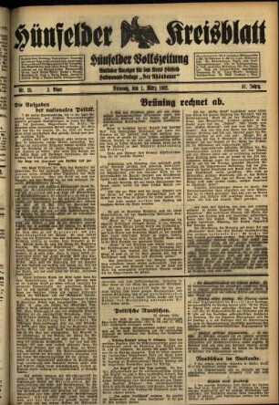 Zweite Ausgabe vom Dienstag, den 01. März 1932.