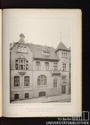 90. [93.] Wohnhaus, Bleichstrasse 16 - 18, Düsseldorf. Architekten: Kayser & von Groszheim, K. Bauräte, Berlin. Mansion at Düsseldorf. Hôtel privé à Düsseldorf.