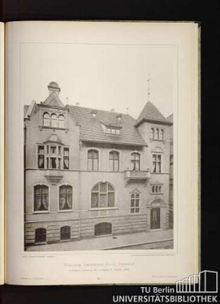 90. [93.] Wohnhaus, Bleichstrasse 16 - 18, Düsseldorf. Architekten: Kayser & von Groszheim, K. Bauräte, Berlin. Mansion at Düsseldorf. Hôtel privé à Düsseldorf.