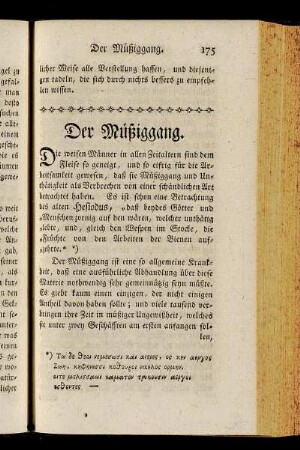 Der Müßiggang.