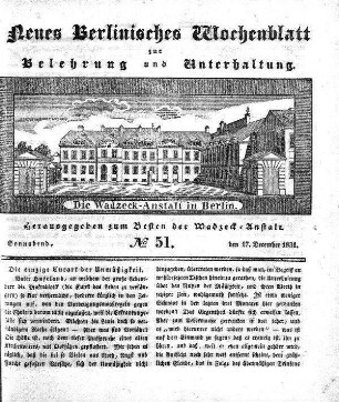 No. 51, Sonnabend, den 17. December 1831.