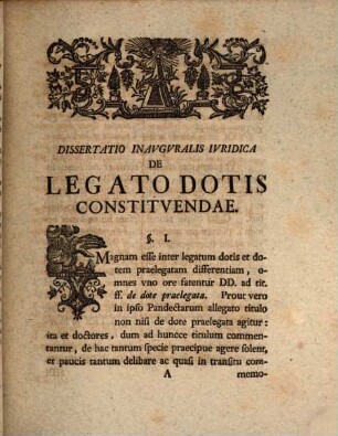 Dissertatio Ivridica Inavgvralis De Legato Dotis Constitvendae