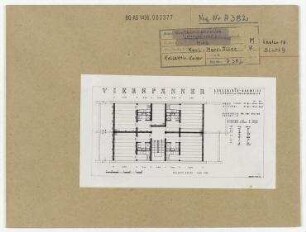 Wettbewerb II. Bauabschnitt der Karl-Marx-Allee: Grundriss einer Vierspänner-Wohnung. Berlin, Mitte/Friedrichshain, Stalinallee (vor 1949 Frankfurter Allee, seit 1961 Karl-Marx-Allee)/Strausberger Platz/Alexanderplatz/Schillingstraße