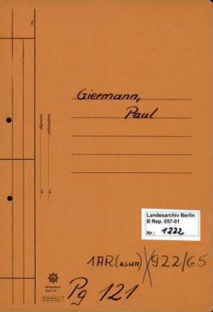 Personenheft Paul Giermann (*24.05.1900), Kriminalsekretär