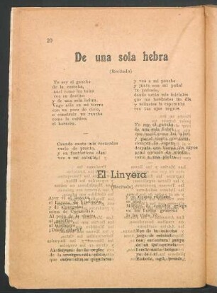 De una sóla hebra : (Recitado)