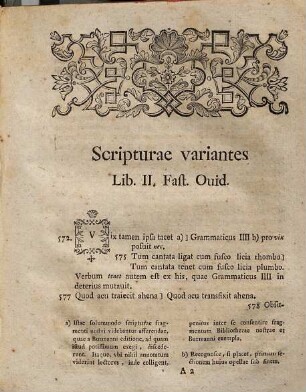 Scriptvrae Variantes In Bibliothecae Ilfeldensis Fragmento libri II III Et IIII Fastorvm Ovidii Obviae : Qvibvs Sermones A Novem Ivvenibvs Literarvm Stvdiosis A. D. XIII. Kal. Oct. In Paedagogii Ilfeldensis Avditor ...