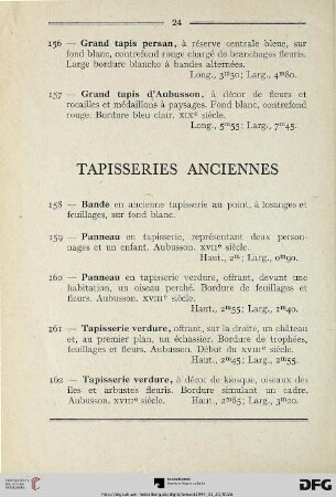 Tapisseries Anciennes (Nr. 158-162)