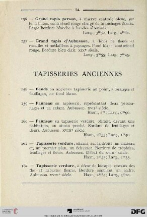 Tapisseries Anciennes (Nr. 158-162)