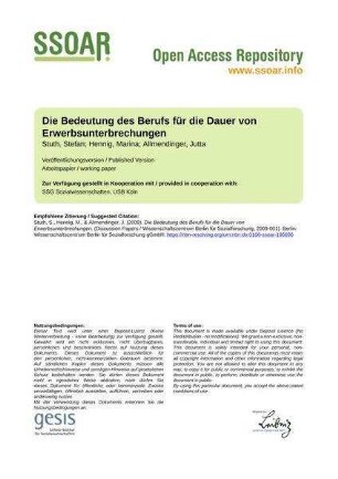 Die Bedeutung des Berufs für die Dauer von Erwerbsunterbrechungen