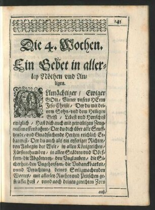 Ein Gebet in allerley Nöthen und Anligen.