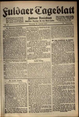 Ausgabe vom Dienstag, den 31. Januar 1922.