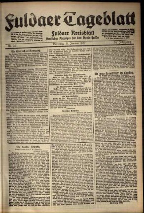 Ausgabe vom Dienstag, den 31. Januar 1922.