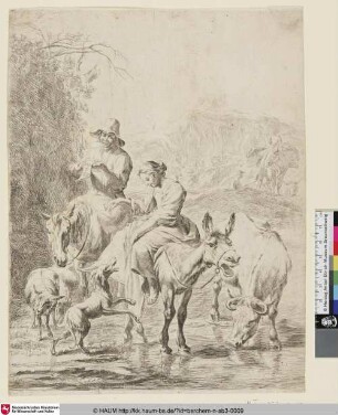 [Die Hirtin auf dem Esel; The Shepherdess on the Donkey; Le ruisseau trvaversé]