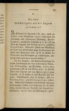 283-288, IV. Wie hängt Glückseligkeit mit der Tugend zusammen?