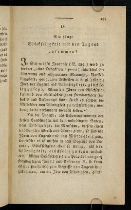283-288, IV. Wie hängt Glückseligkeit mit der Tugend zusammen?