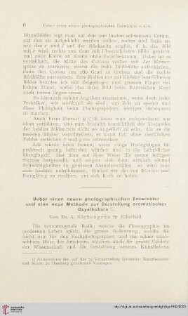16: Ueber einen neuen photographischen Entwickler und eine neue Methode zur Darstellung aromatischer Oxyalkohole