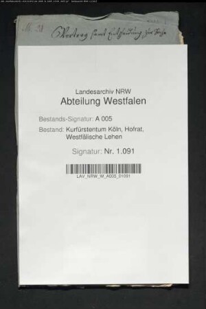 Bericht und Gutachten in Sachen des Friedrich von Boeselager zu Höllinghofen gegen den kurmainzischen Rat von Franckenstein wegen der Lehenfolge in dem Burgsitz zu Medebach und den Zehnten zu Hallenberg und Medelon nach dem erbenlosen Tod des Anton Ludwig August von Dalwigk