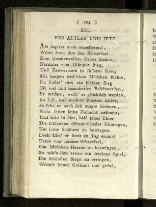 XXI. Vor Alters und Jetz.