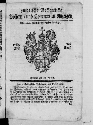 6tes Stück, Ausgabe vom 6. Februar 1767