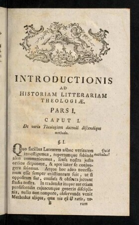 17-92, Introductionis Ad Historiam Litterariam Theologiae. Pars I.